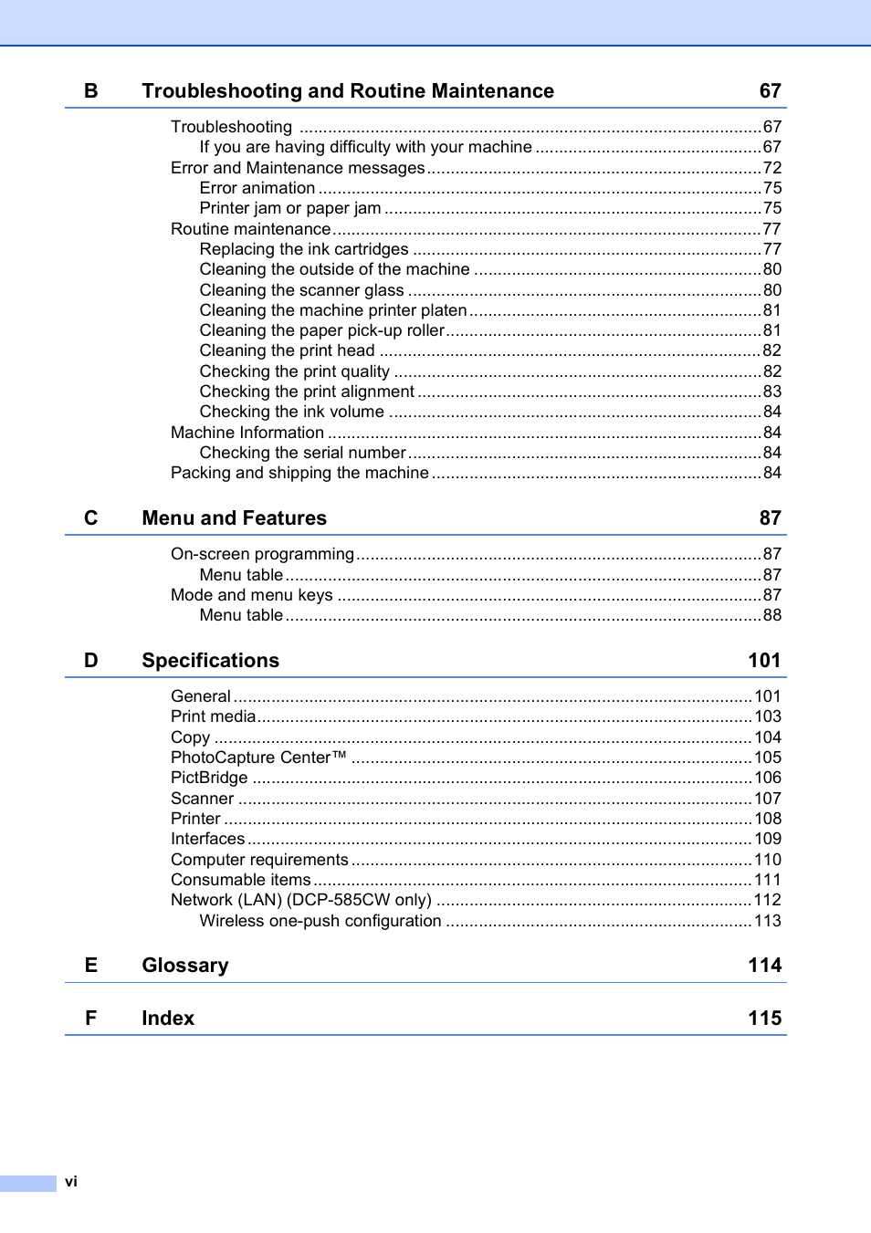 Brother DCP-585CW User Manual | Page 8 / 126