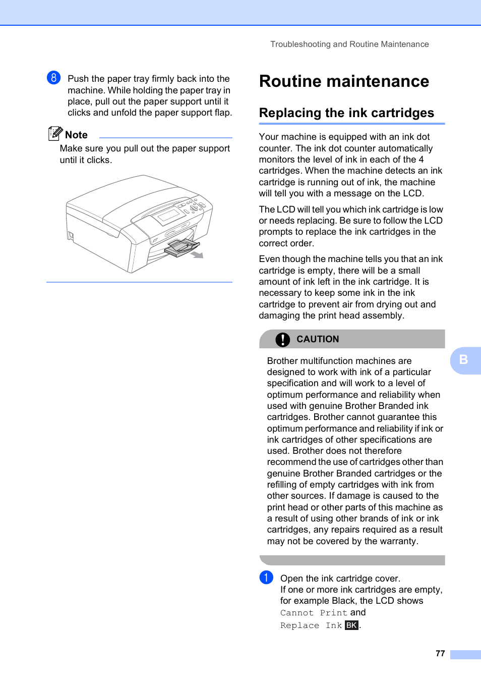 Routine maintenance, Replacing the ink cartridges | Brother DCP-585CW User Manual | Page 85 / 126