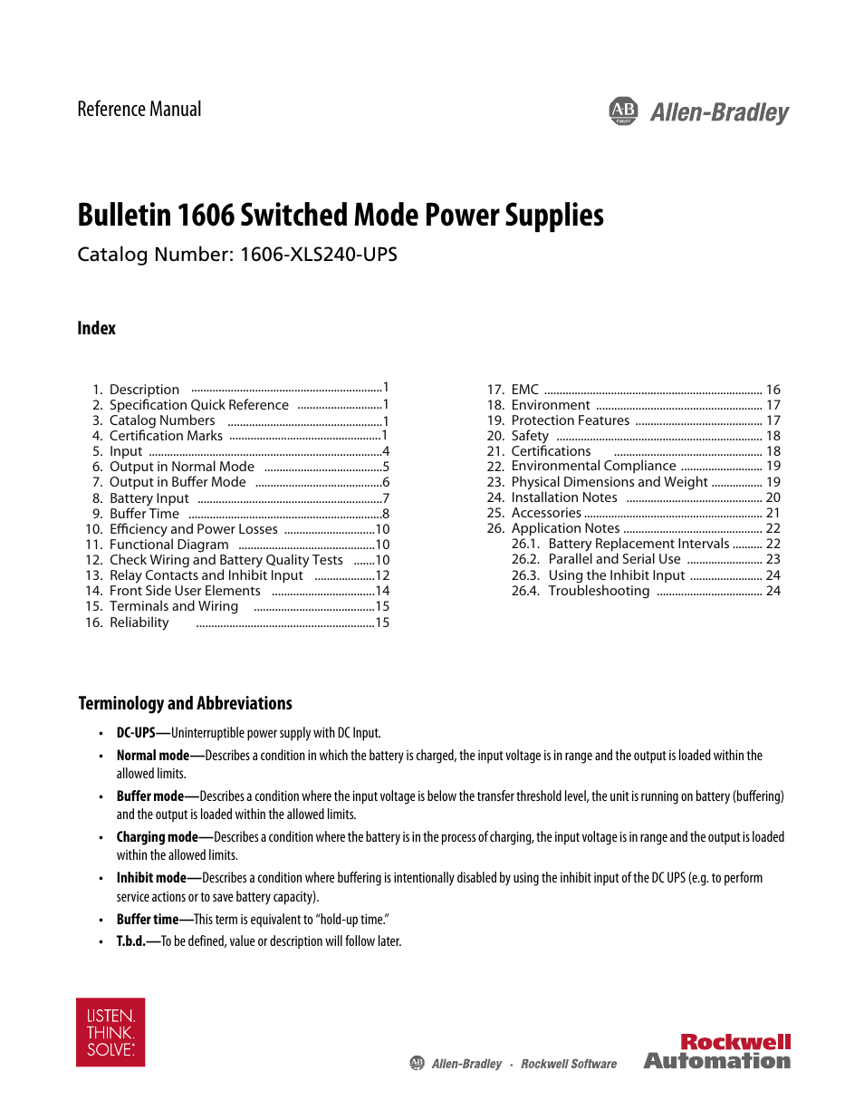 Rockwell Automation 1606-XLS240-UPS Power Supply Reference Manual User Manual | 26 pages