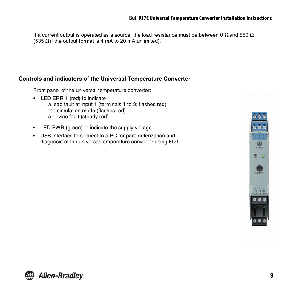 Rockwell Automation 937CS-AITMP-DC1 Universal Temperature Converter Installation Instructions User Manual | Page 10 / 24