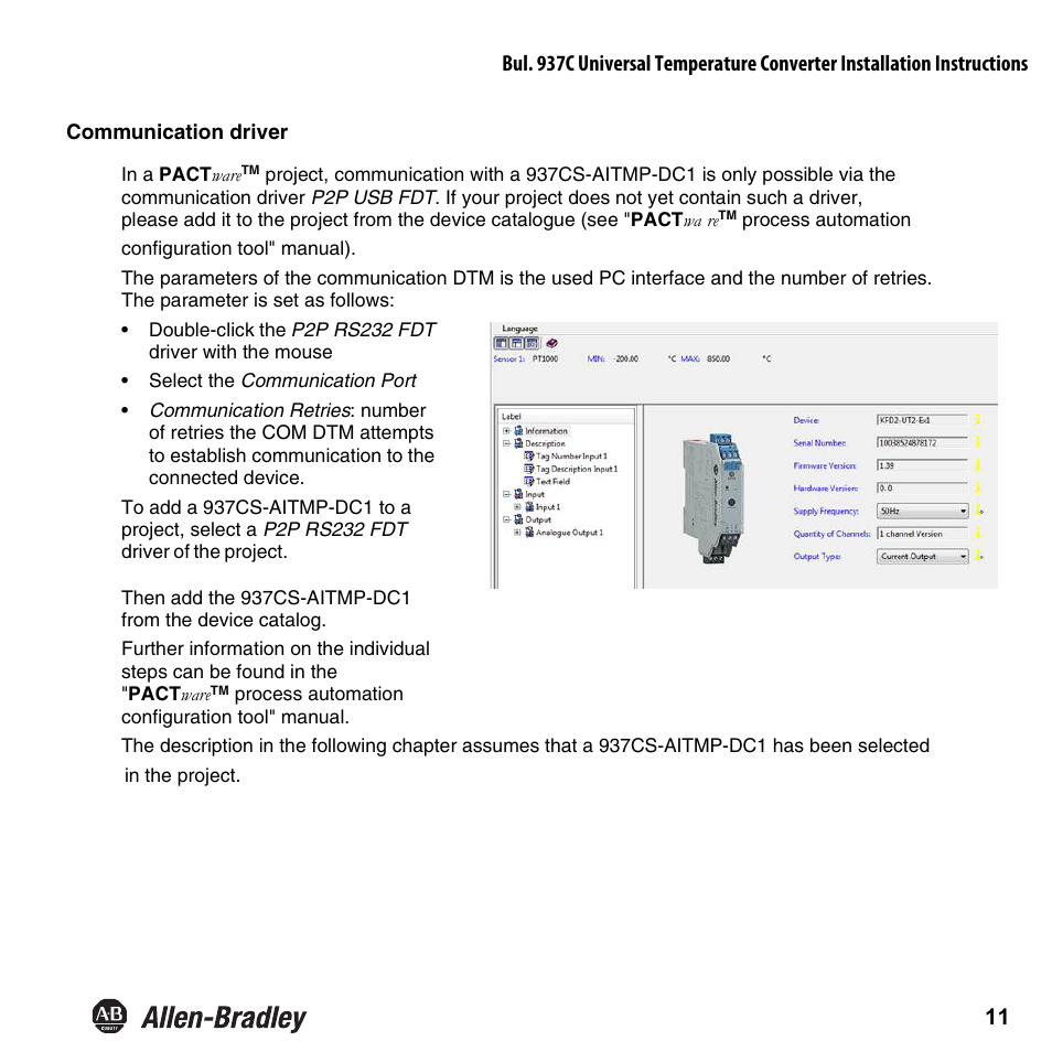 Rockwell Automation 937CS-AITMP-DC1 Universal Temperature Converter Installation Instructions User Manual | Page 12 / 24