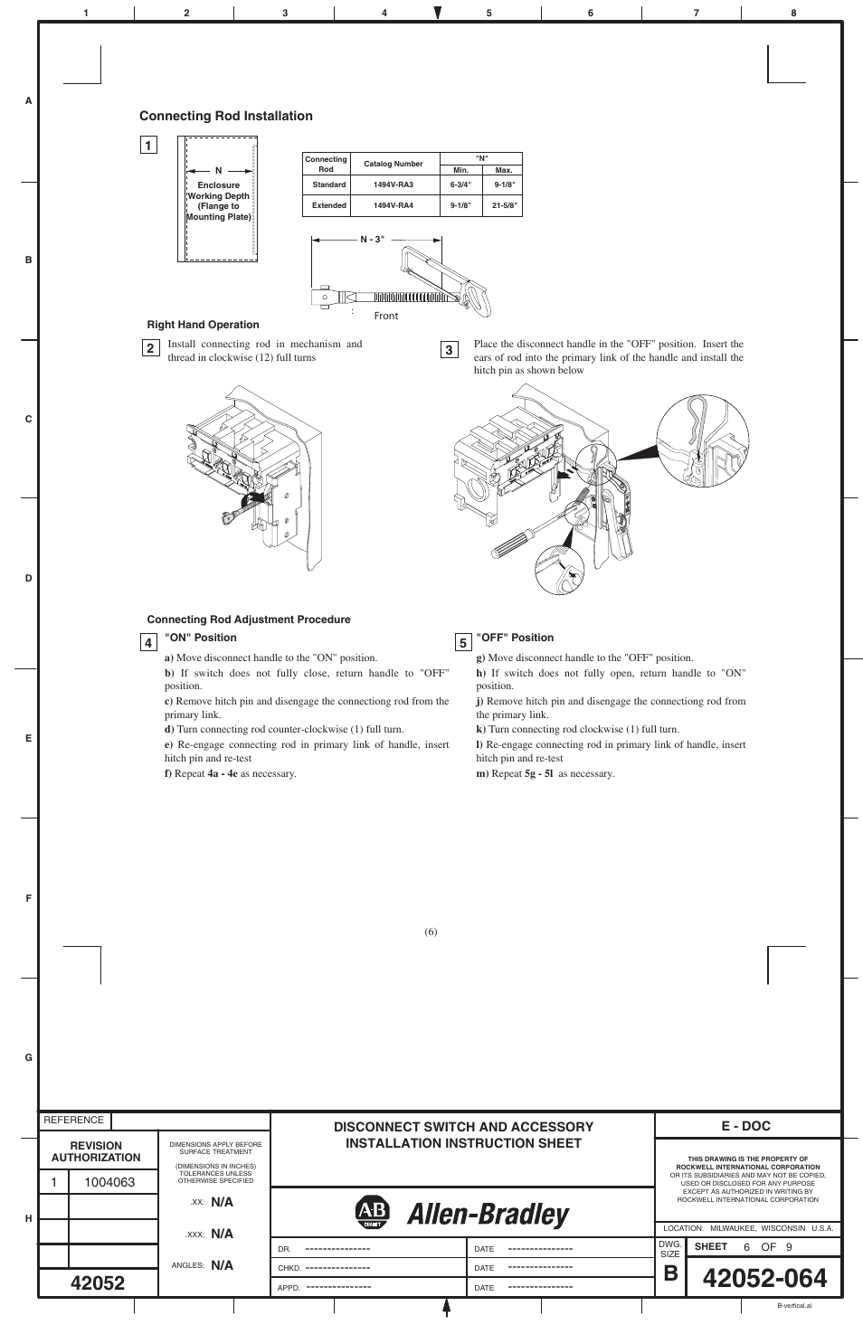 Rockwell Automation 1494V-DS30_DS60_DS100_DS200 Disconnect Switch (30/60A - Series A) (100/200A -Series B or C) User Manual | Page 6 / 8