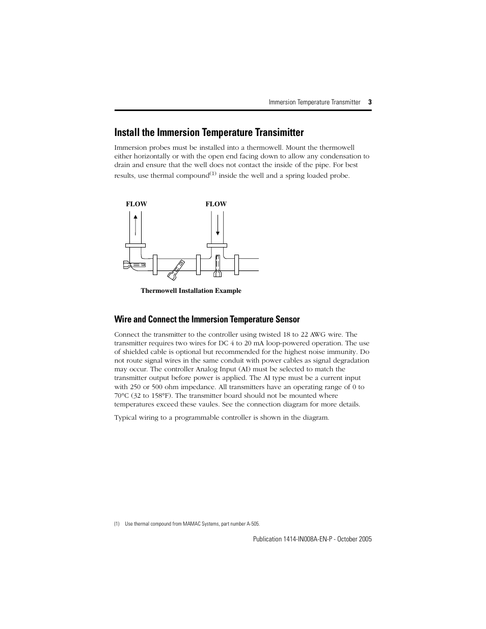 Install the immersion temperature transimitter, Wire and connect the immersion temperature sensor | Rockwell Automation 1414-CTIxxxxx_ITIxxxxx Immersion Temperature Transmitter User Manual | Page 3 / 8