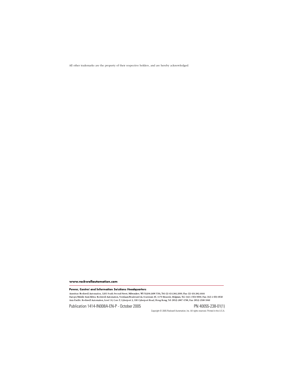 Back cover | Rockwell Automation 1414-CTIxxxxx_ITIxxxxx Immersion Temperature Transmitter User Manual | Page 8 / 8