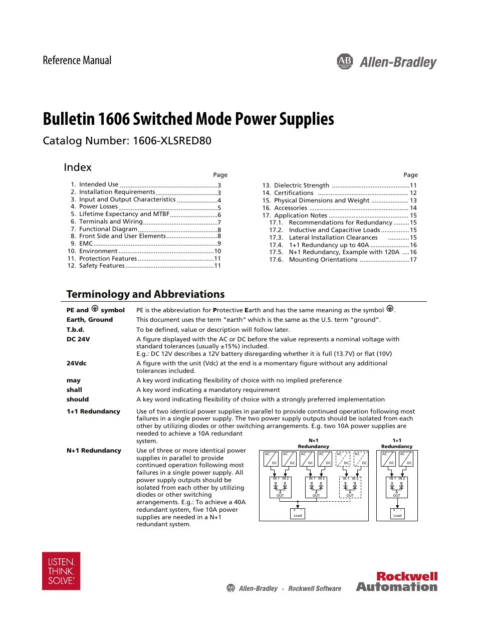 Rockwell Automation 1606-XLSRED80 Power Supply Reference Manual User Manual | 18 pages