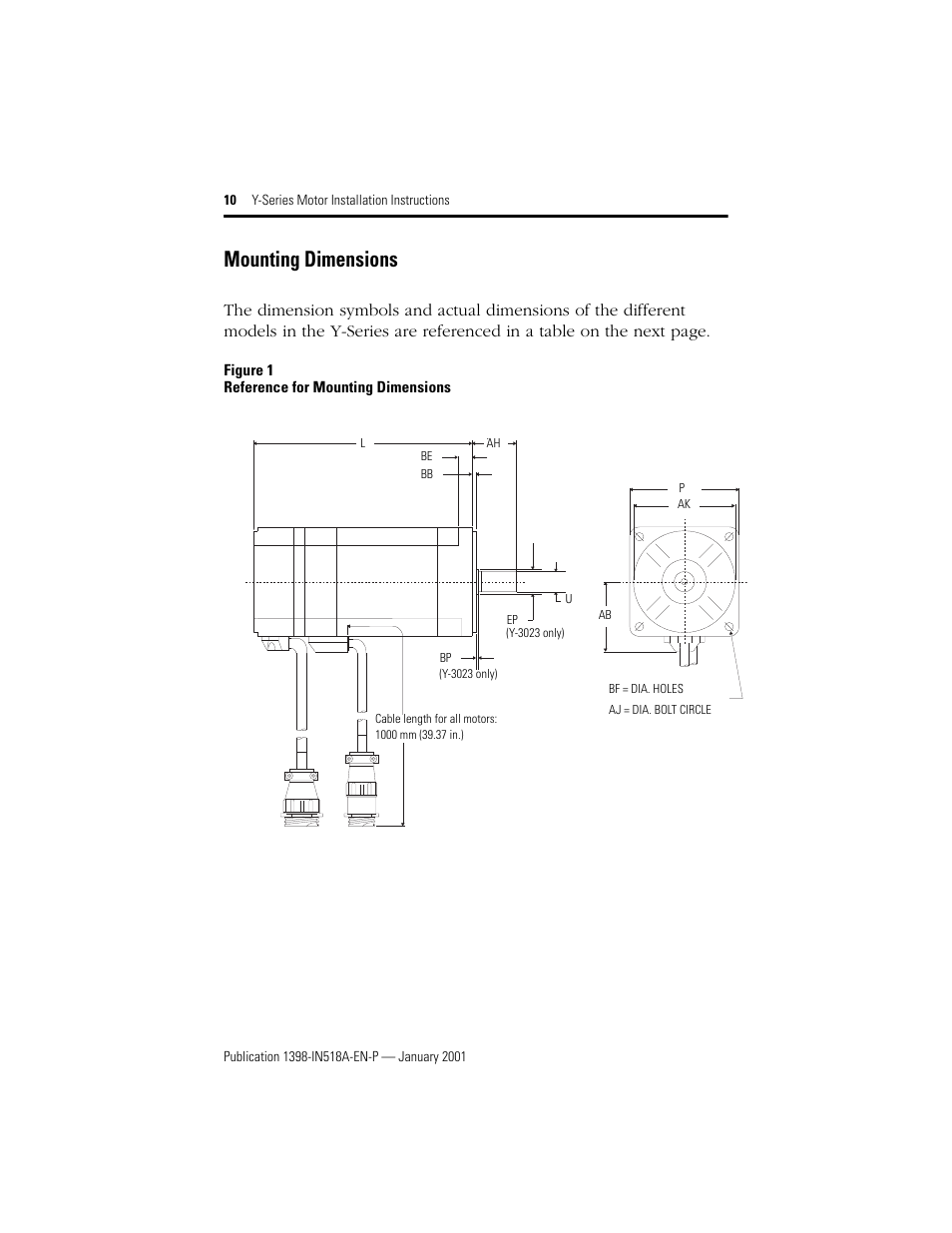 Mounting dimensions | Rockwell Automation Y-Series Brushless Servo Motor  User Manual | Page 10 / 16