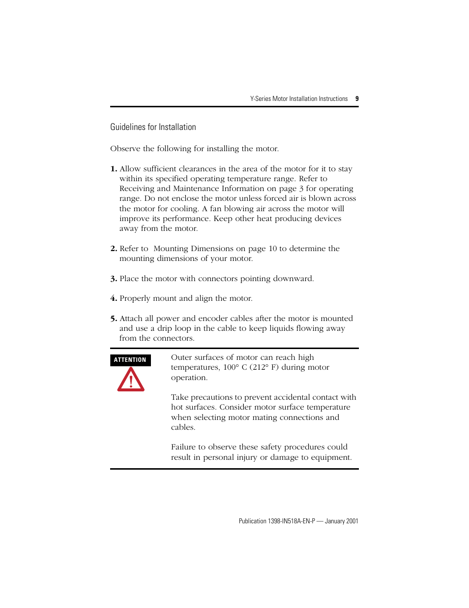 Guidelines for installation | Rockwell Automation Y-Series Brushless Servo Motor  User Manual | Page 9 / 16