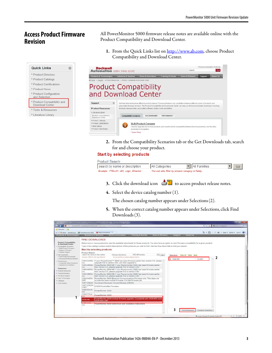 Access product firmware revision | Rockwell Automation 1426-MxE-xxx PowerMonitor 5000 Unit Firmware Revision Update Installation Instructions User Manual | Page 3 / 16