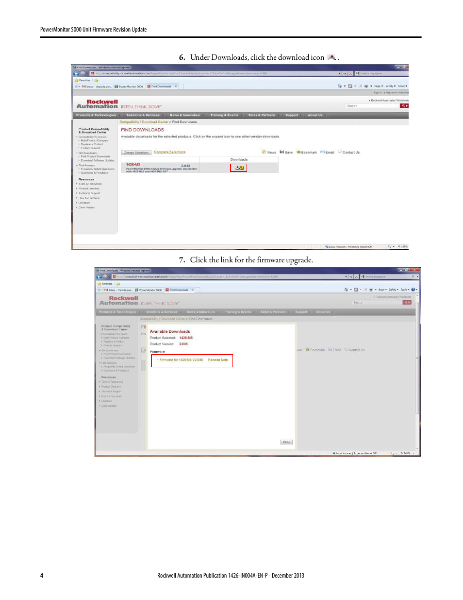 Rockwell Automation 1426-MxE-xxx PowerMonitor 5000 Unit Firmware Revision Update Installation Instructions User Manual | Page 4 / 16