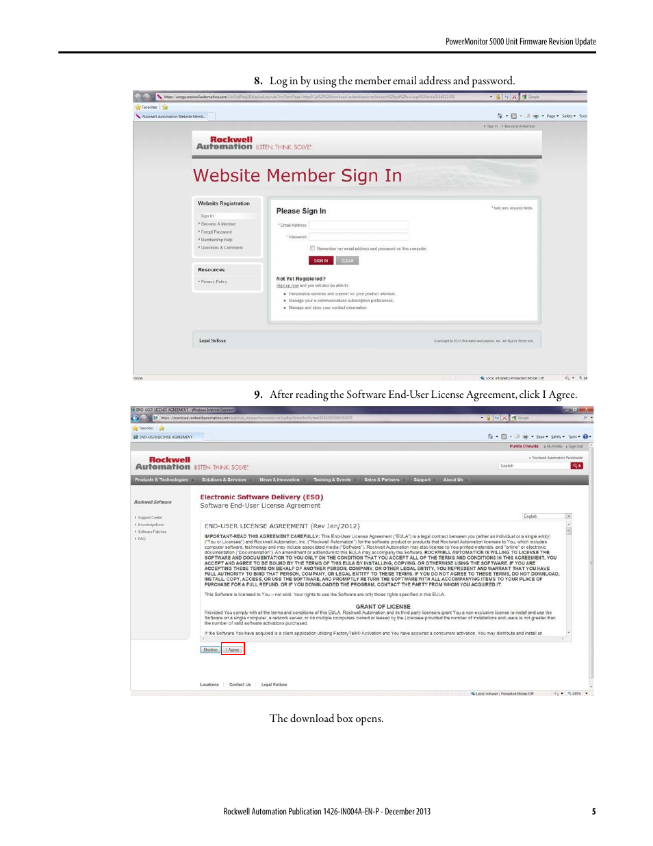 Rockwell Automation 1426-MxE-xxx PowerMonitor 5000 Unit Firmware Revision Update Installation Instructions User Manual | Page 5 / 16