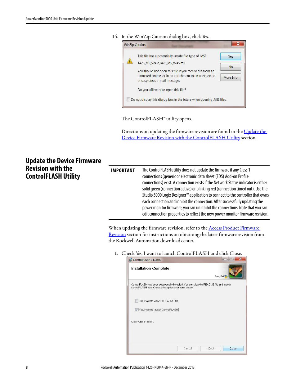 Rockwell Automation 1426-MxE-xxx PowerMonitor 5000 Unit Firmware Revision Update Installation Instructions User Manual | Page 8 / 16