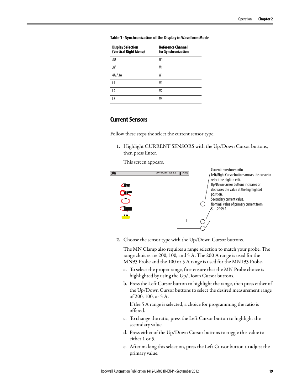 Current sensors | Rockwell Automation 1412-PP21xx PowerPad Portable Powermonitor User Manual | Page 19 / 102