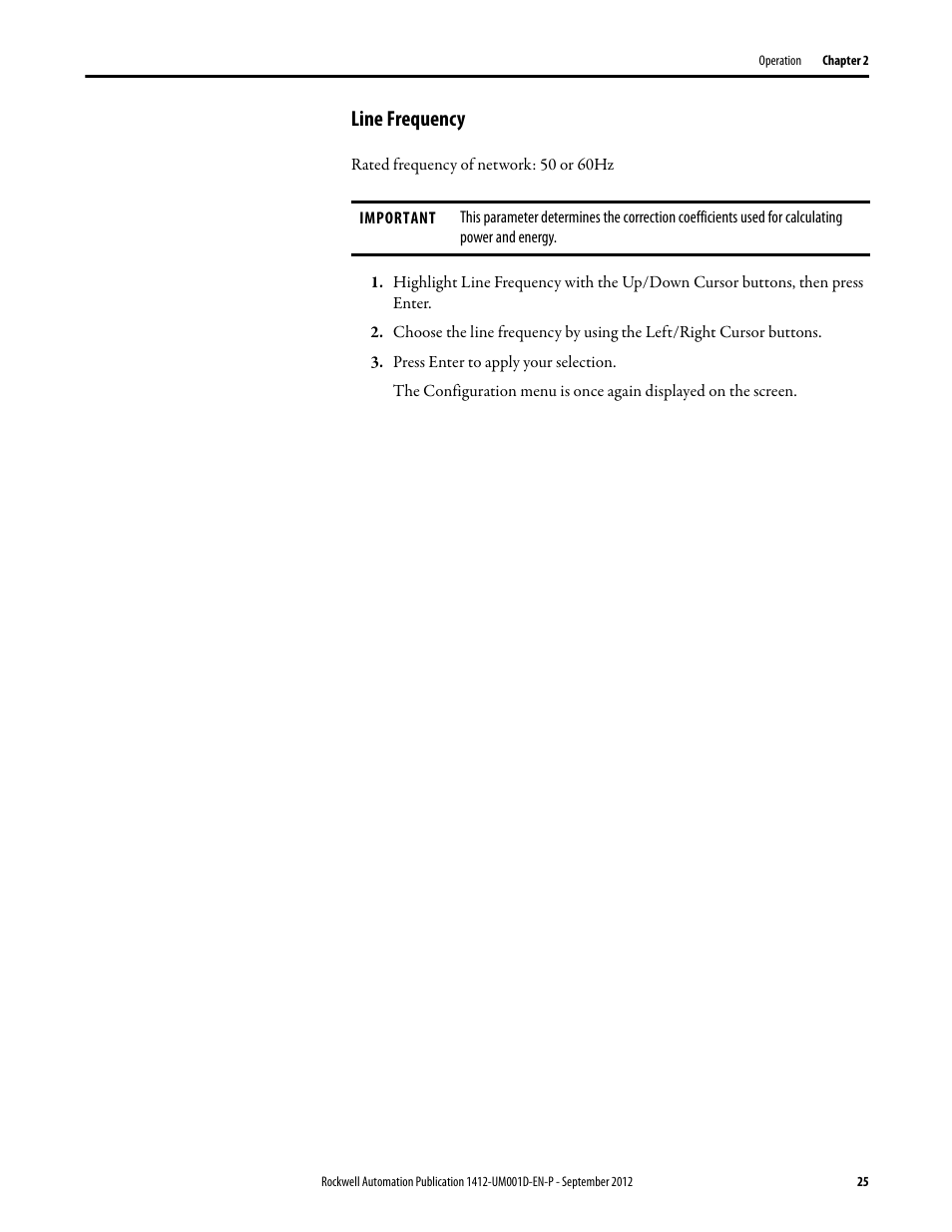 Line frequency | Rockwell Automation 1412-PP21xx PowerPad Portable Powermonitor User Manual | Page 25 / 102