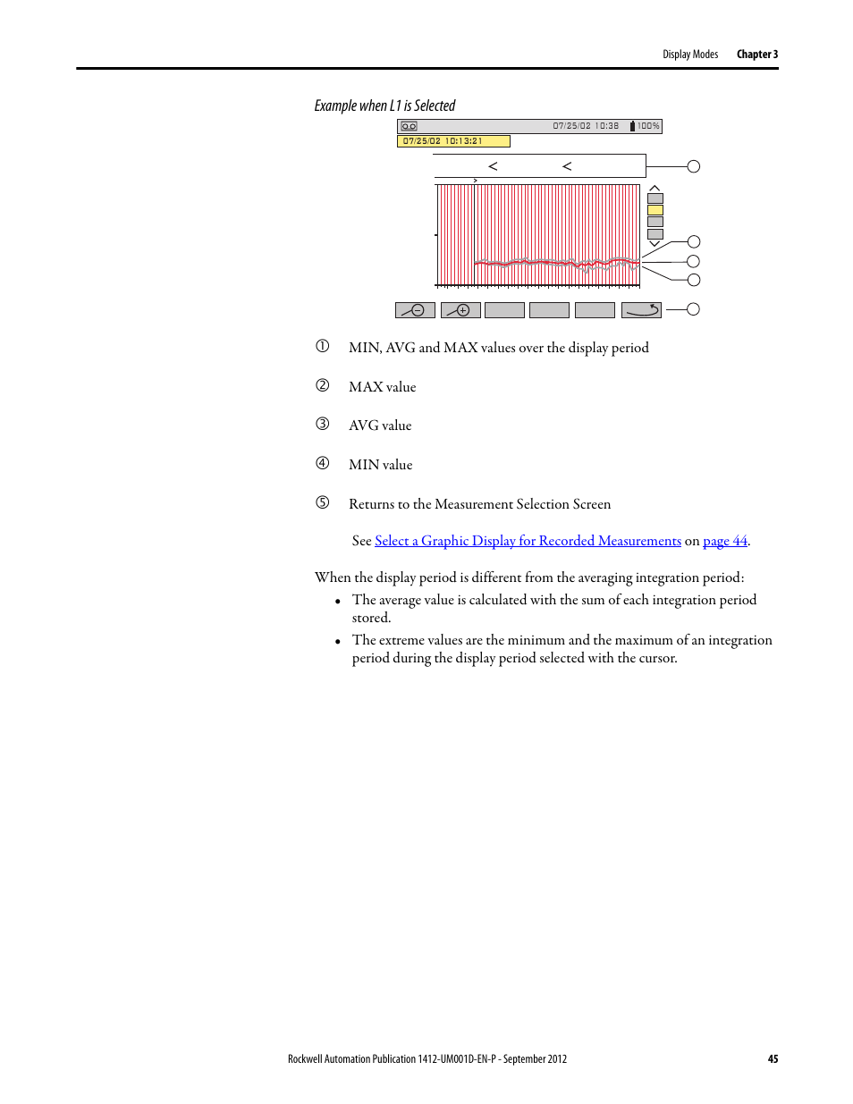 Example when l1 is selected | Rockwell Automation 1412-PP21xx PowerPad Portable Powermonitor User Manual | Page 45 / 102