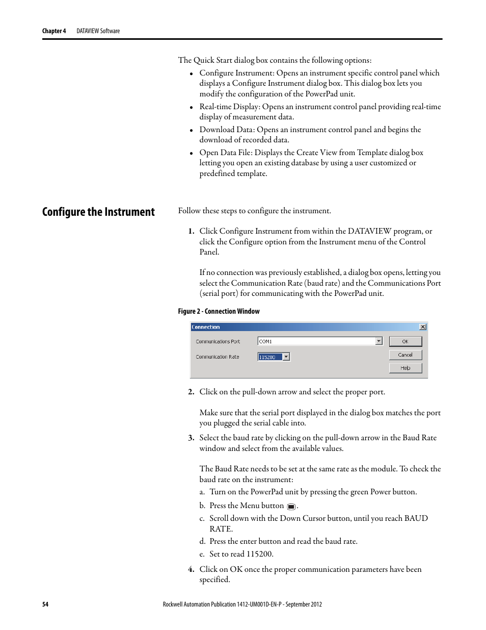Configure the instrument | Rockwell Automation 1412-PP21xx PowerPad Portable Powermonitor User Manual | Page 54 / 102