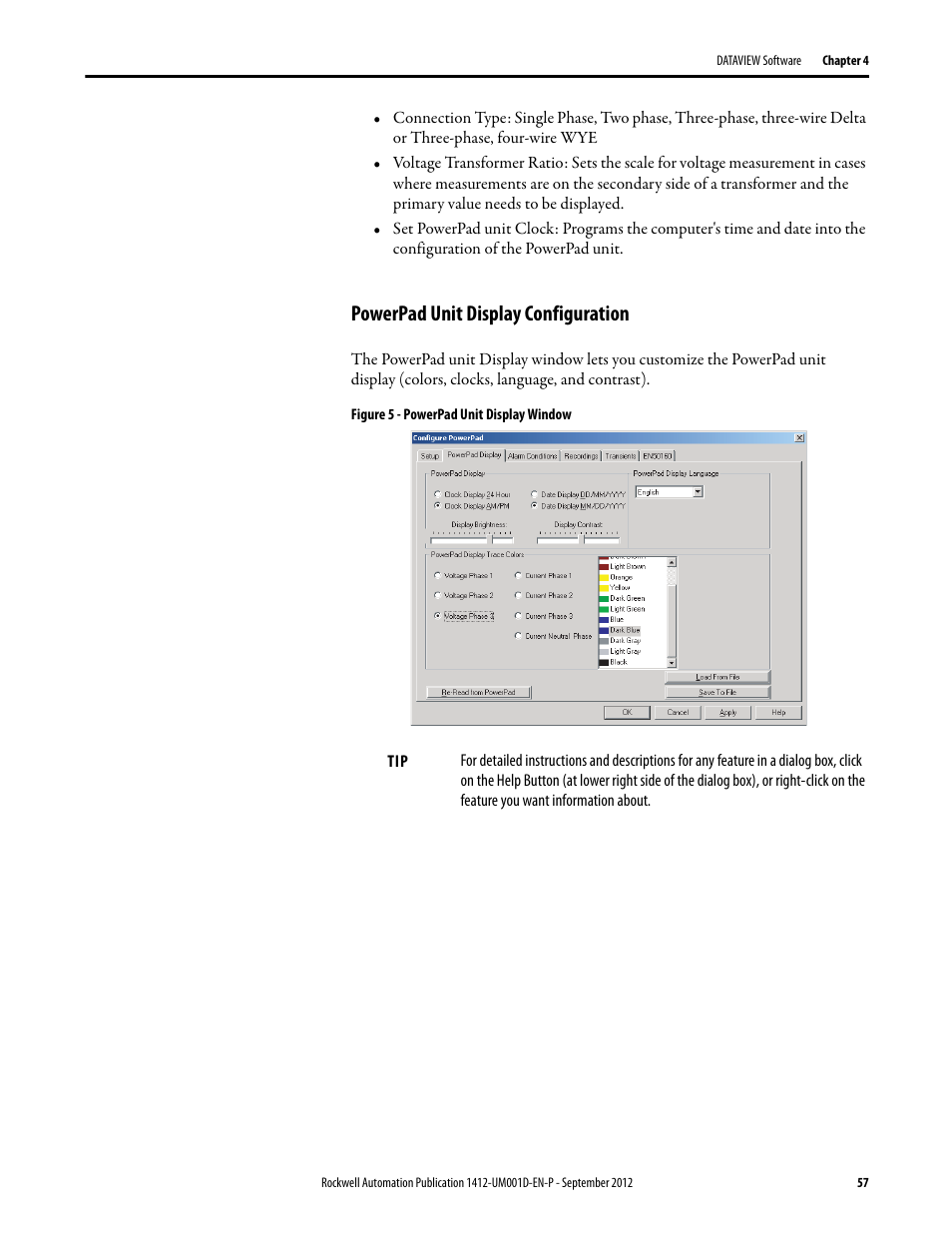 Powerpad unit display configuration | Rockwell Automation 1412-PP21xx PowerPad Portable Powermonitor User Manual | Page 57 / 102
