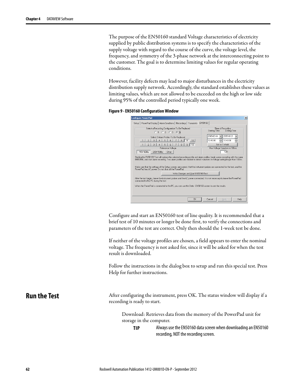 Run the test | Rockwell Automation 1412-PP21xx PowerPad Portable Powermonitor User Manual | Page 62 / 102