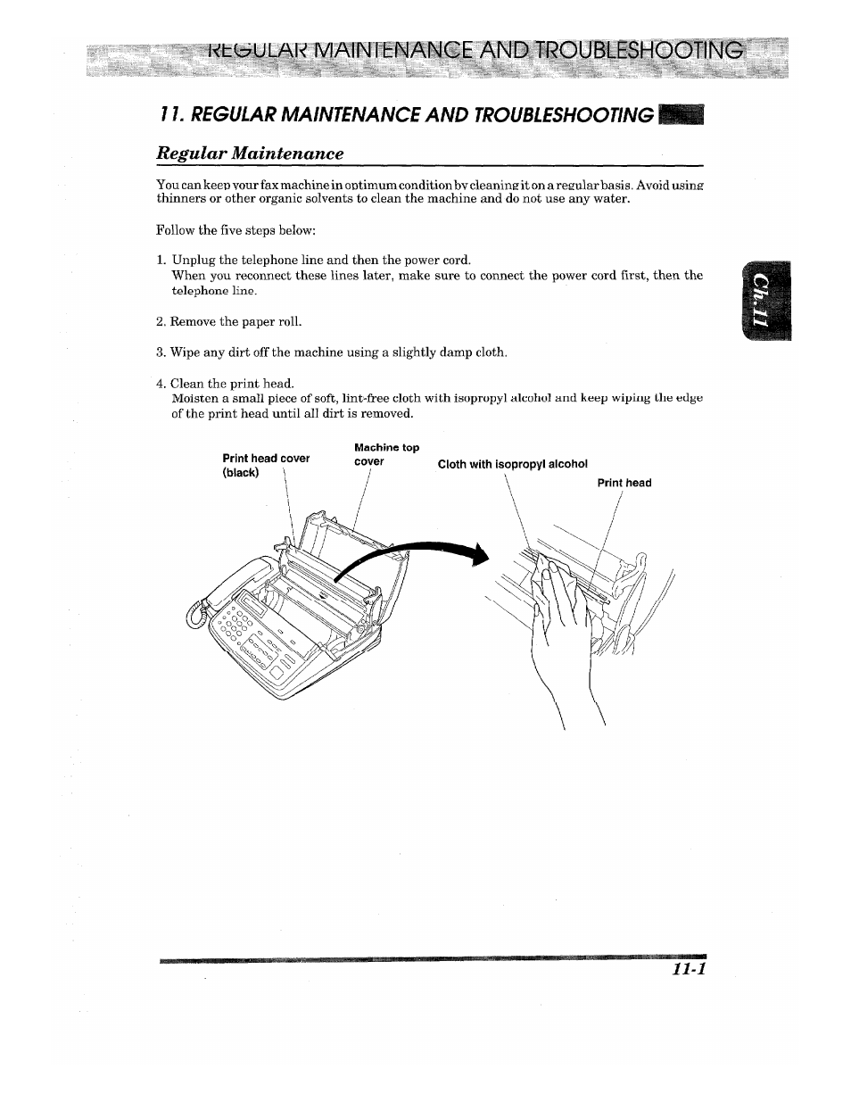 Kttpiulak mainibnance and troubleshooting, 7 7. regular maintenance and troubleshooting, Regular maintenance | Brother INTELLIFAX 710M User Manual | Page 81 / 92