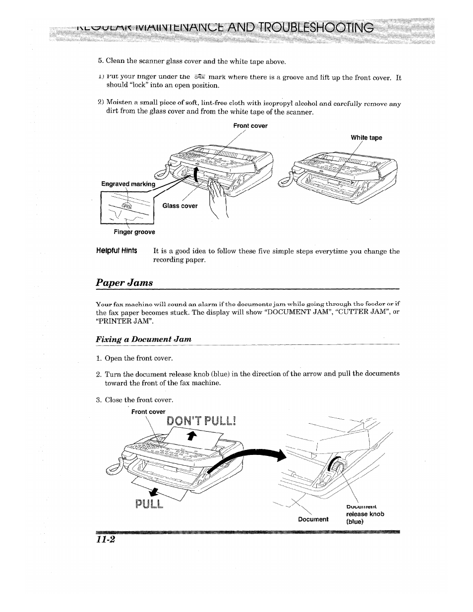 Inuv^ui_/ak iviaiim i timanut and troubleshooting, And troubleshooting, Paper jams | Brother INTELLIFAX 710M User Manual | Page 82 / 92
