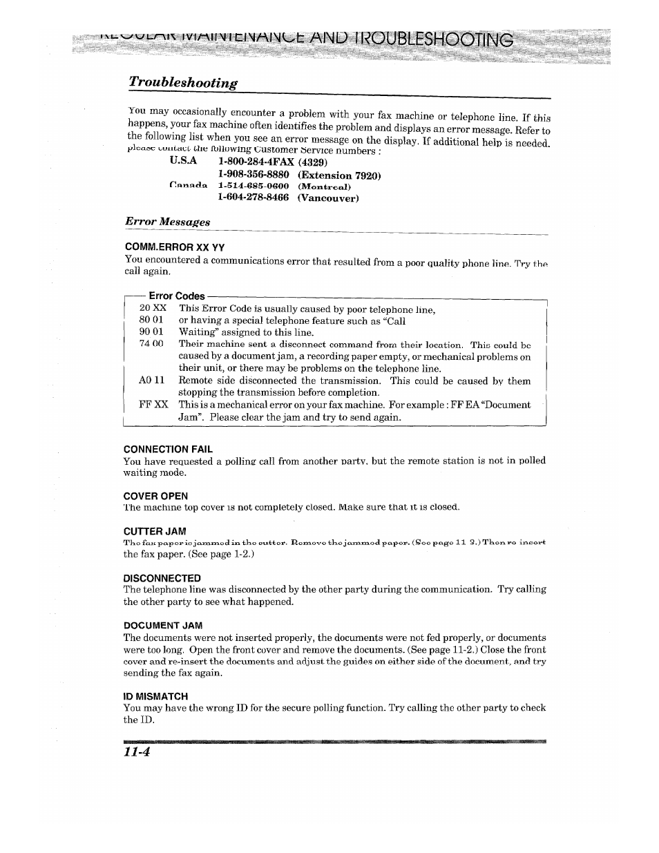 Troubleshooting | Brother INTELLIFAX 710M User Manual | Page 84 / 92