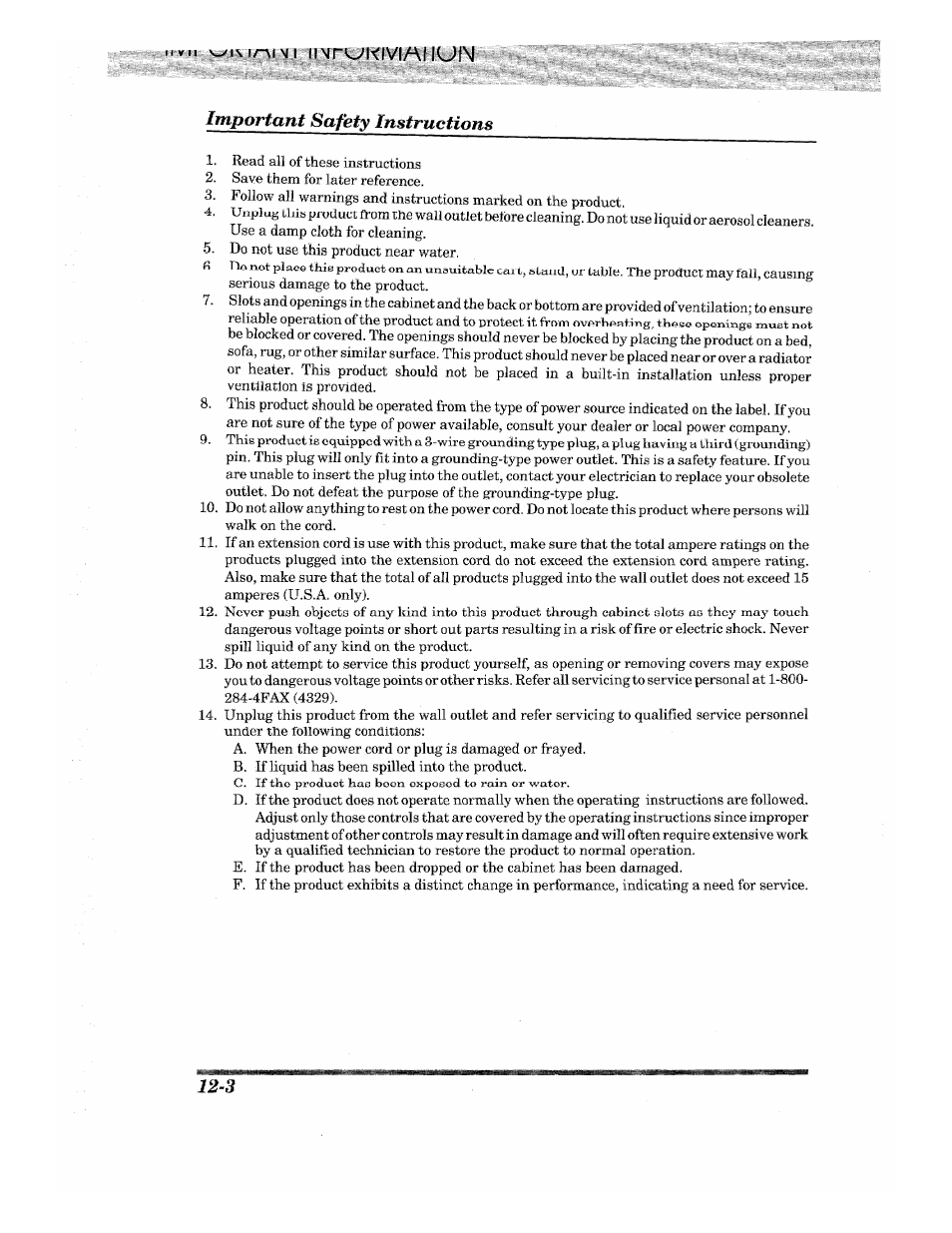 Important safety instructions | Brother INTELLIFAX 710M User Manual | Page 88 / 92