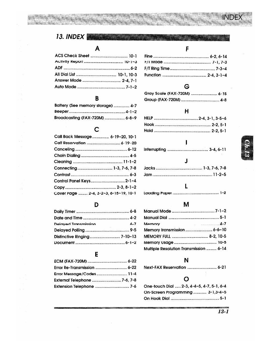 Index | Brother INTELLIFAX 710M User Manual | Page 89 / 92