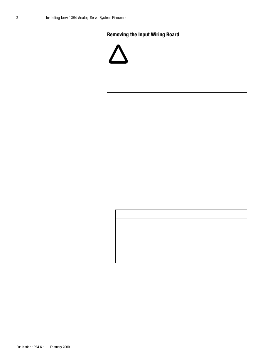 Removing the input wiring board | Rockwell Automation 1394 Analog Servo System Firmware User Manual | Page 2 / 8