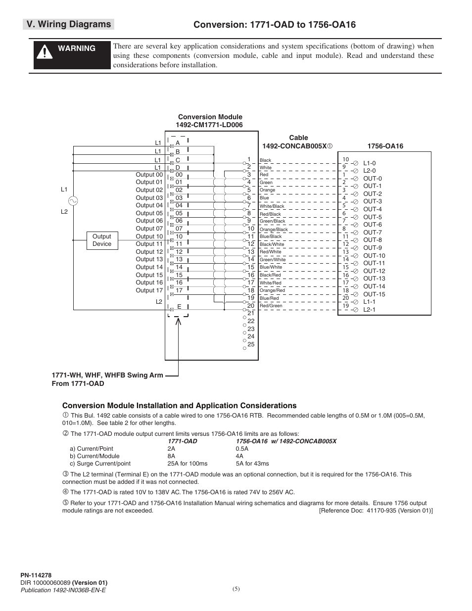 V. wiring diagrams | Rockwell Automation 1492-CM1771-LD006 Field Conversion Module User Manual | Page 5 / 12