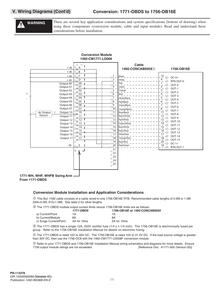V. wiring diagrams (cont’d) | Rockwell Automation 1492-CM1771-LD006 Field Conversion Module User Manual | Page 7 / 12
