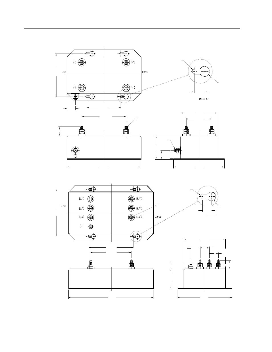 Mdf ac line filter mounting diagrams, Figure 5.2, Mdf single-phase | Mdf three-phase | Rockwell Automation 1398-DDM-xxx USE MNL/ULTRA 200 DIG.SERVO.DR User Manual | Page 58 / 307