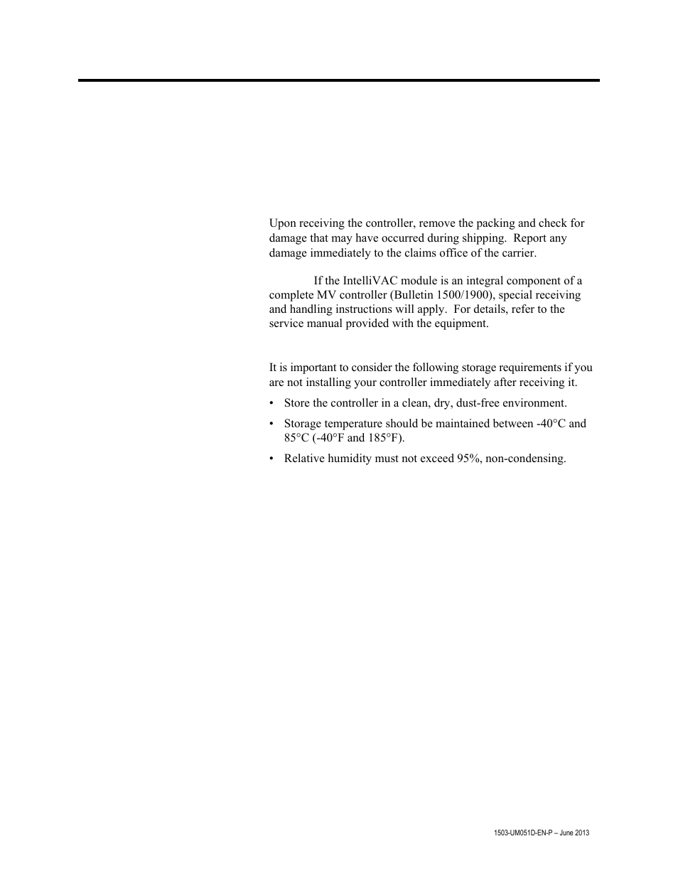 Chapter 2 – receiving and storage, Receiving, Storage | Receiving and storage, Chapter | Rockwell Automation 1503VC IntelliVAC Contactor Control Module User Manual | Page 11 / 44