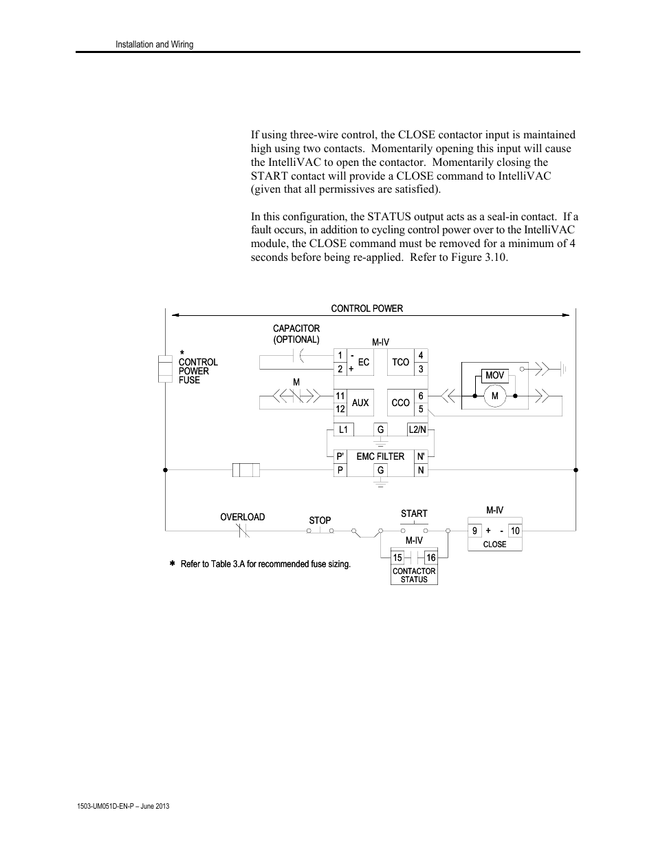 Three-wire control | Rockwell Automation 1503VC IntelliVAC Contactor Control Module User Manual | Page 24 / 44