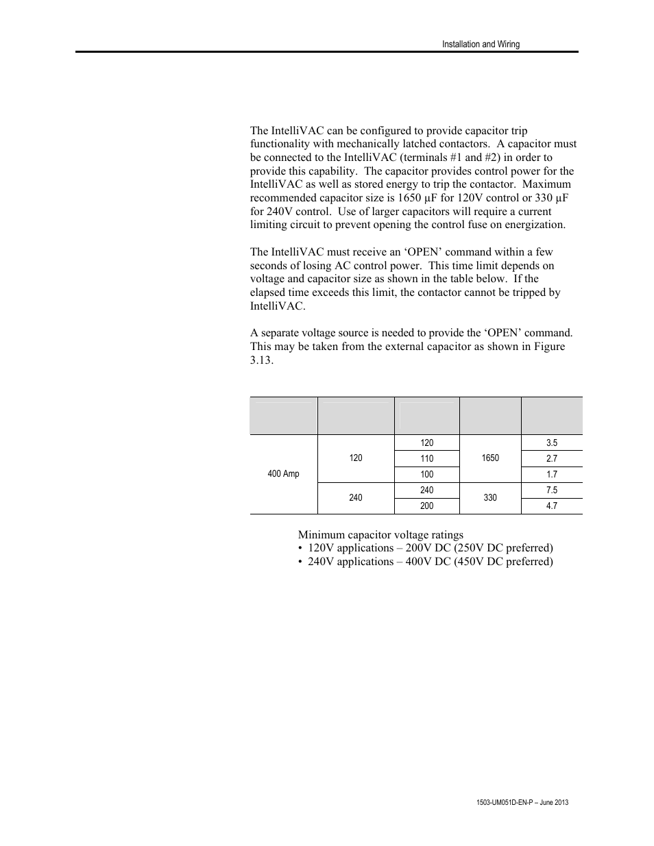 Mechanically latched contactors, Capacitor trip | Rockwell Automation 1503VC IntelliVAC Contactor Control Module User Manual | Page 27 / 44