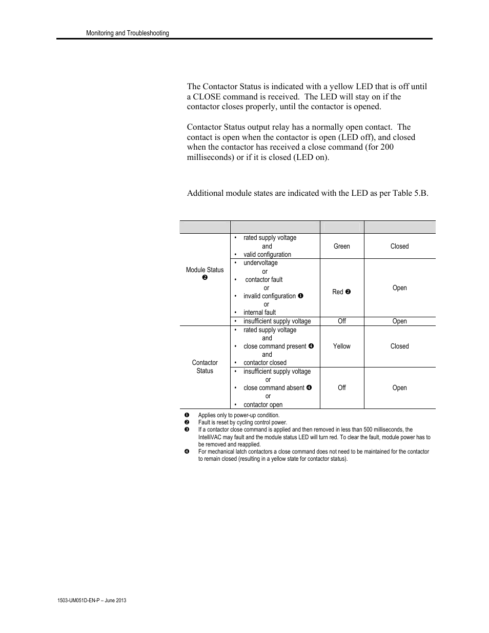 Contactor status | Rockwell Automation 1503VC IntelliVAC Contactor Control Module User Manual | Page 34 / 44