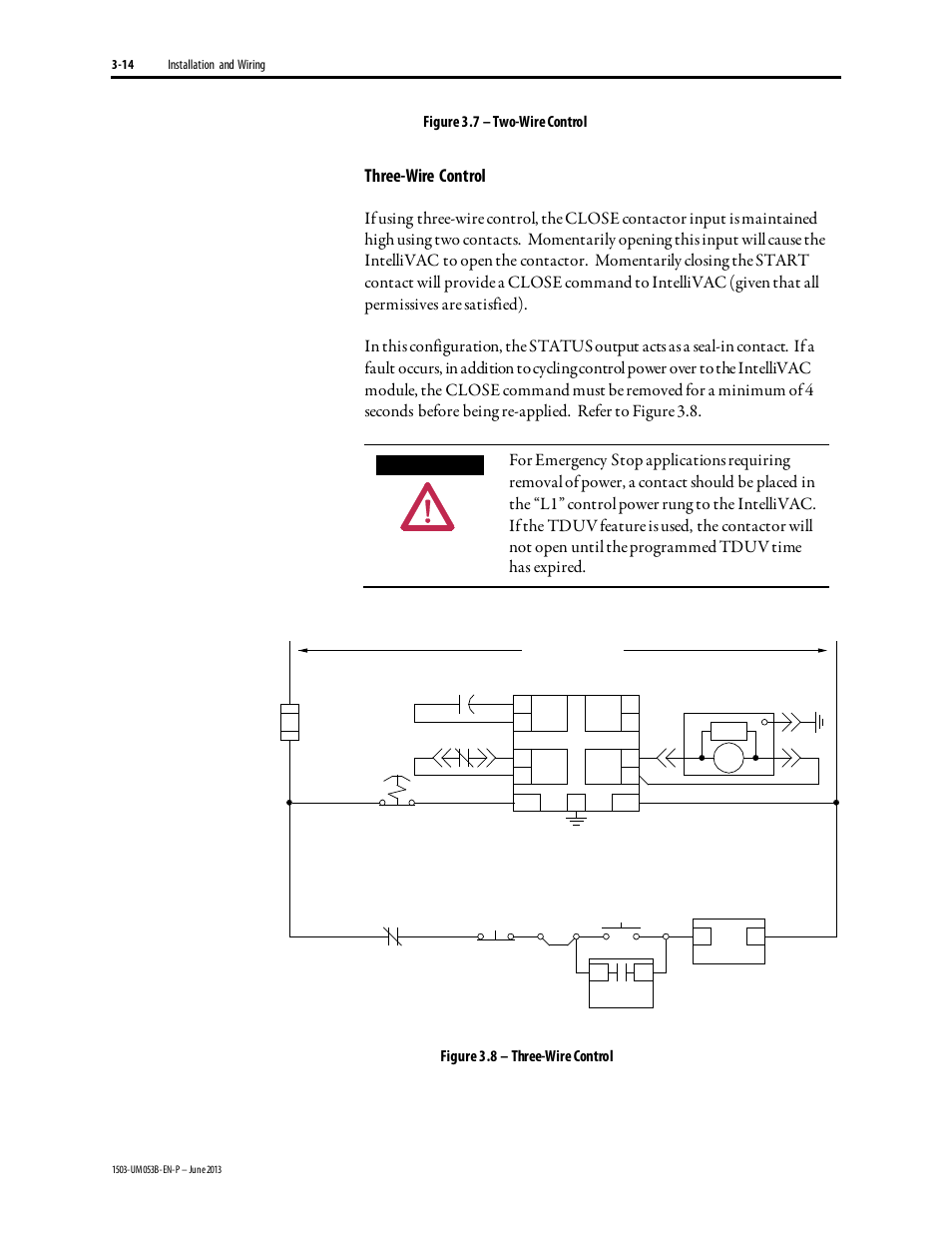 Three-wire control | Rockwell Automation 1503FC IntelliVAC Contactor Control Module - Series E User Manual | Page 27 / 55