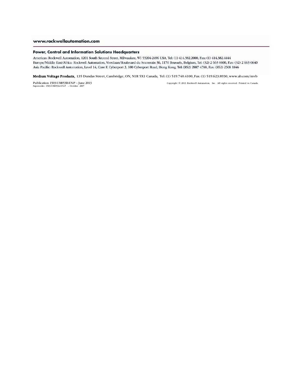 Rockwell Automation 1503FC IntelliVAC Contactor Control Module - Series E User Manual | Page 55 / 55