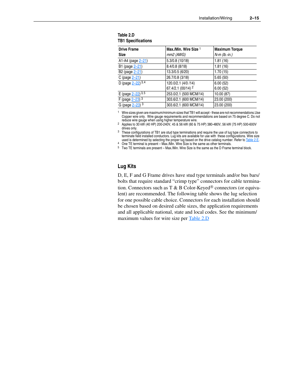 Lug kits | Rockwell Automation 1336F PLUS II User Manual - Firmware 1.xxx-6.xxx User Manual | Page 25 / 212