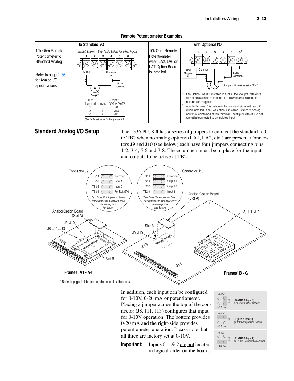 Standard analog i/o setup, Standard analog i/o setup –33, The 1336 | Remote potentiometer examples, Plus | Rockwell Automation 1336F PLUS II User Manual - Firmware 1.xxx-6.xxx User Manual | Page 43 / 212