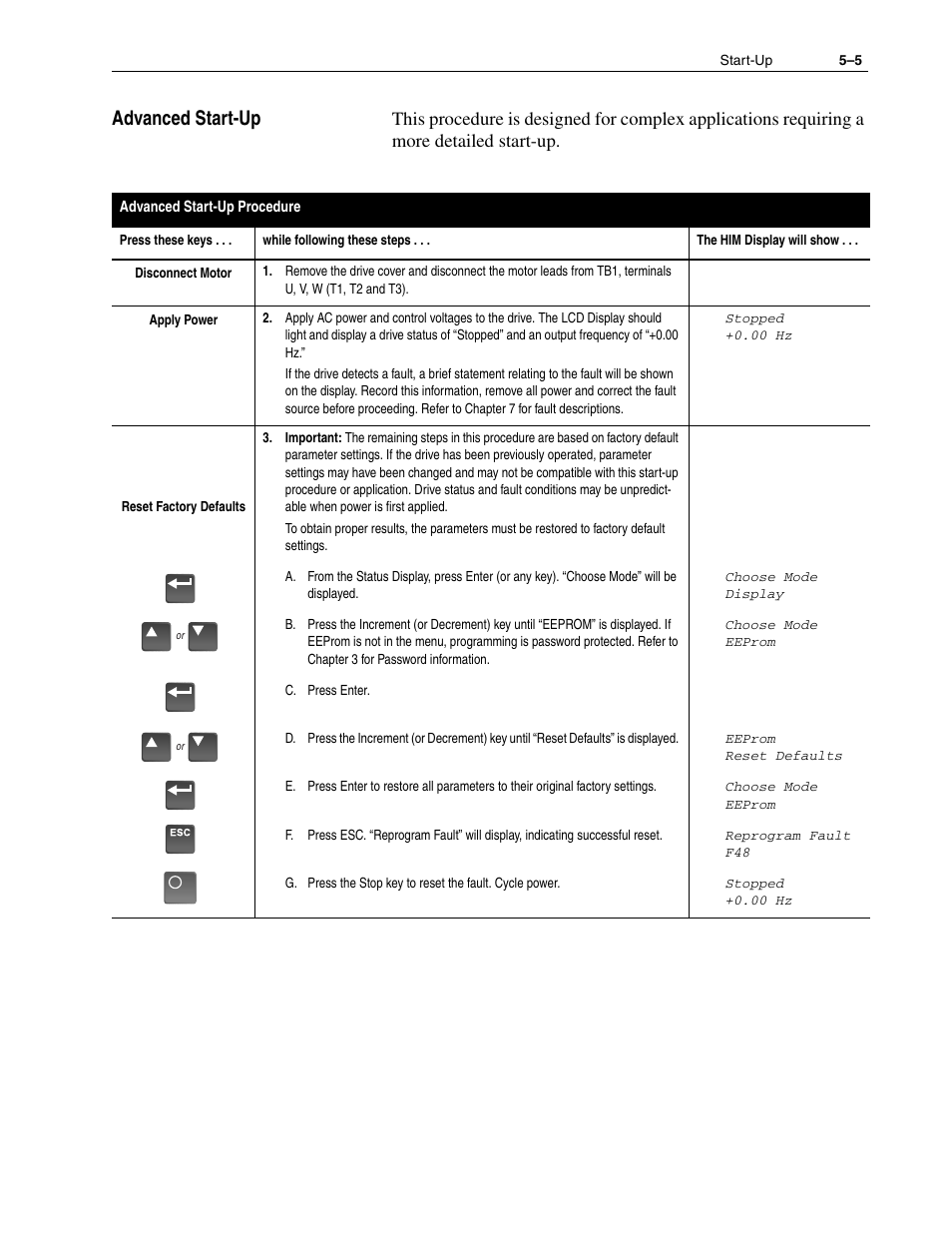 Advanced start-up, Advanced start-up –5 | Rockwell Automation 1336F PLUS II User Manual - Firmware 1.xxx-6.xxx User Manual | Page 73 / 212