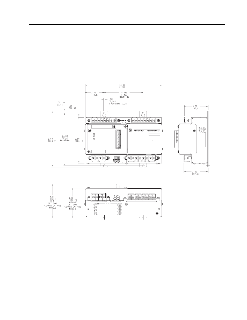 B - mechanical dimensions, Appendix b | Rockwell Automation 1403-DM_LM_MM Powermonitor II Instruction Sheet User Manual | Page 71 / 88