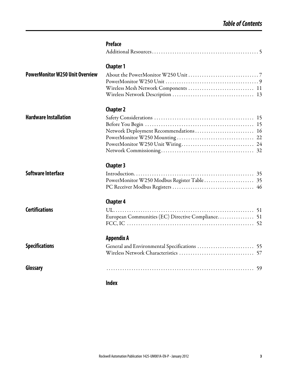 Rockwell Automation 1425 PowerMonitor Wireless 250 User Manual | Page 3 / 66