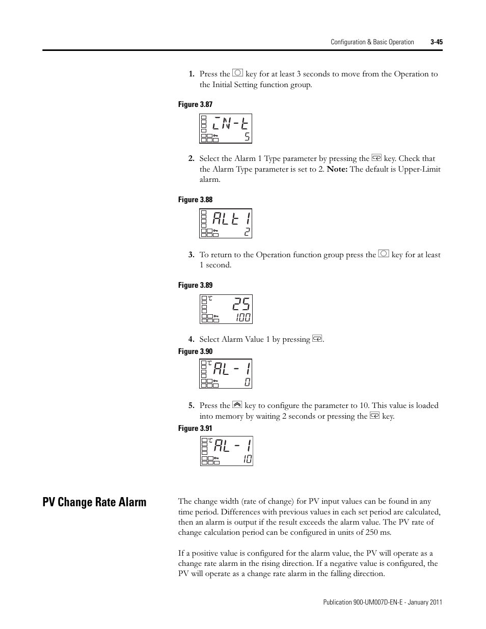 In-t, Alt1, Al-1 | Pv change rate alarm | Rockwell Automation 900-TC32 Digital Temperature Controllers, Series B User Manual | Page 115 / 410