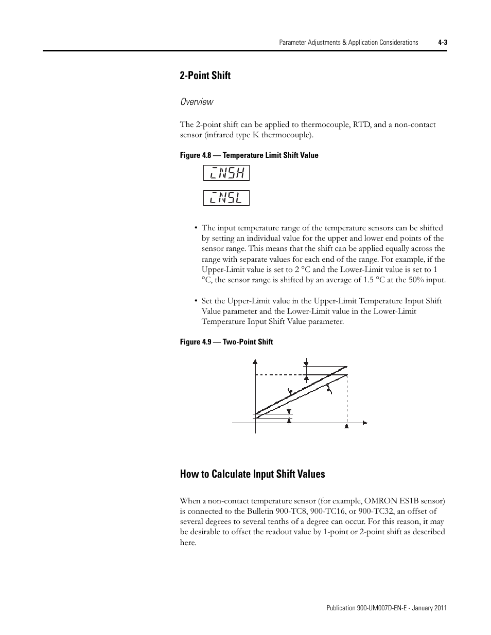 Insh insl, Point shift, How to calculate input shift values | Rockwell Automation 900-TC32 Digital Temperature Controllers, Series B User Manual | Page 139 / 410
