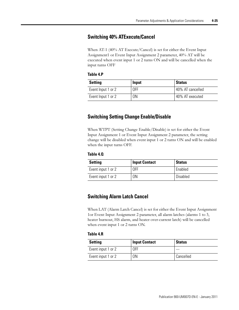 Switching 40% atexecute/cancel, Switching setting change enable/disable, Switching alarm latch cancel | Rockwell Automation 900-TC32 Digital Temperature Controllers, Series B User Manual | Page 161 / 410