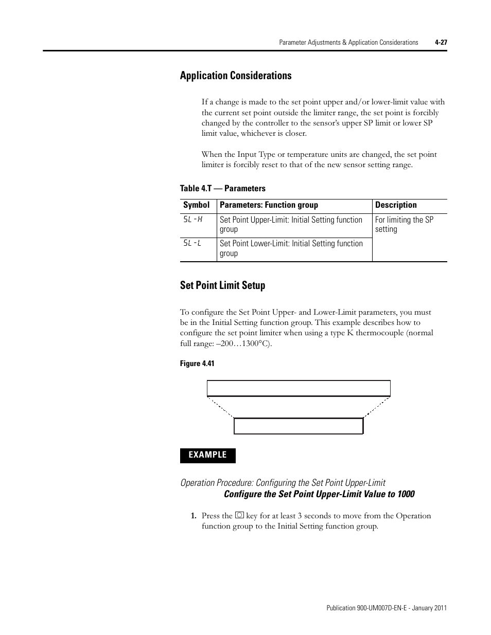 Application considerations, Set point limit setup | Rockwell Automation 900-TC32 Digital Temperature Controllers, Series B User Manual | Page 163 / 410