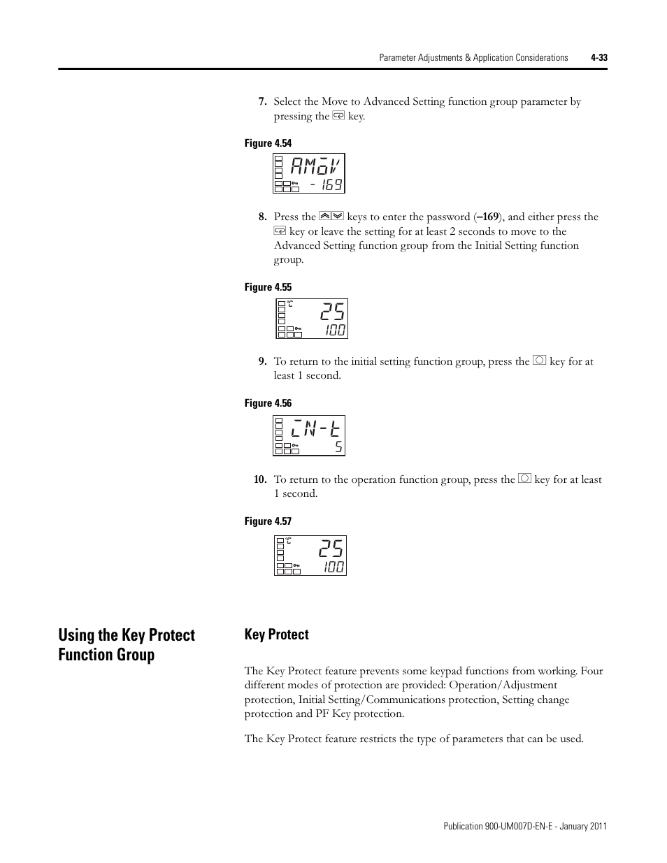 Amov, In-t, Using the key protect function group | Rockwell Automation 900-TC32 Digital Temperature Controllers, Series B User Manual | Page 169 / 410