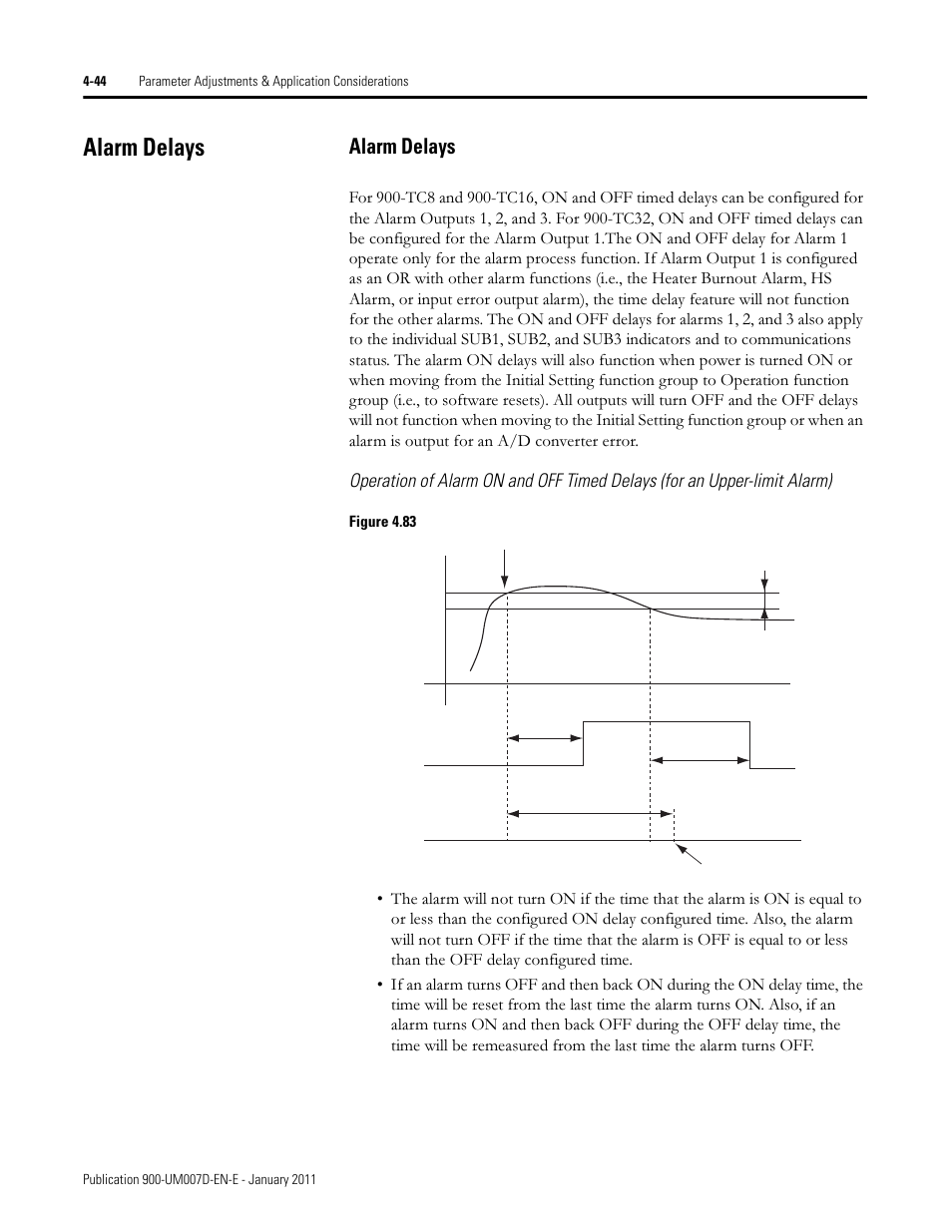 Alarm delays | Rockwell Automation 900-TC32 Digital Temperature Controllers, Series B User Manual | Page 180 / 410