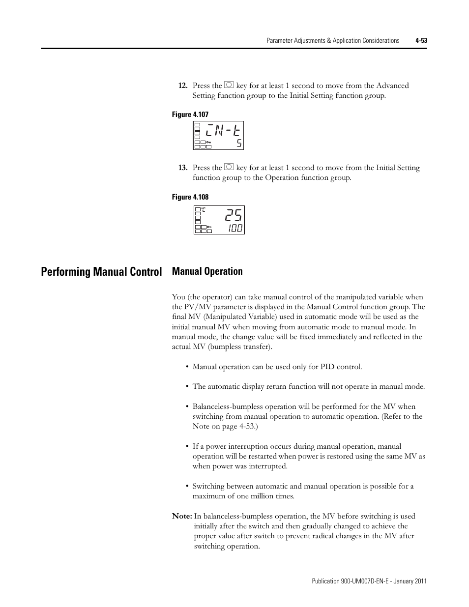 In-t, Performing manual control | Rockwell Automation 900-TC32 Digital Temperature Controllers, Series B User Manual | Page 189 / 410