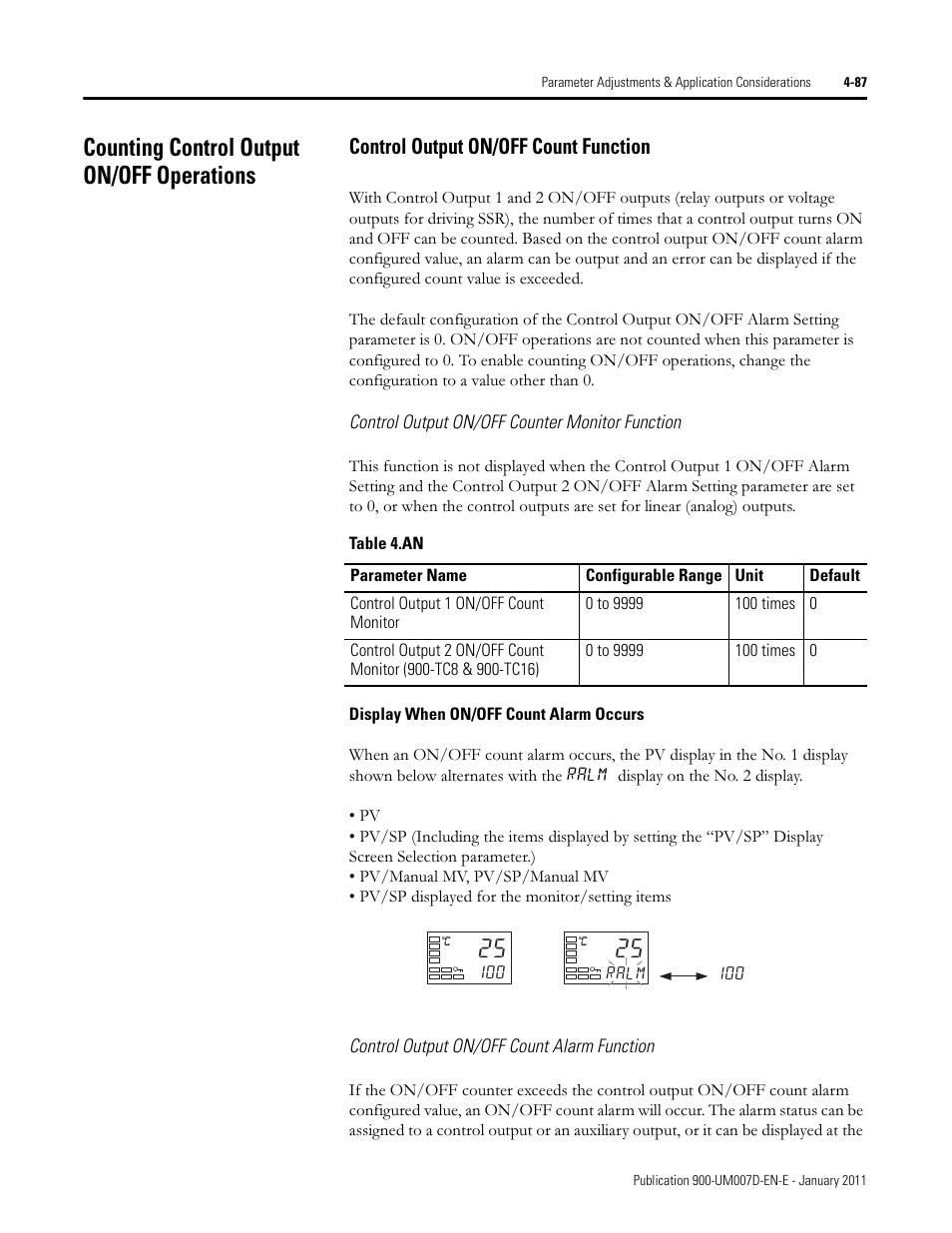Counting control output on/off operations, Control output on/off count function | Rockwell Automation 900-TC32 Digital Temperature Controllers, Series B User Manual | Page 223 / 410
