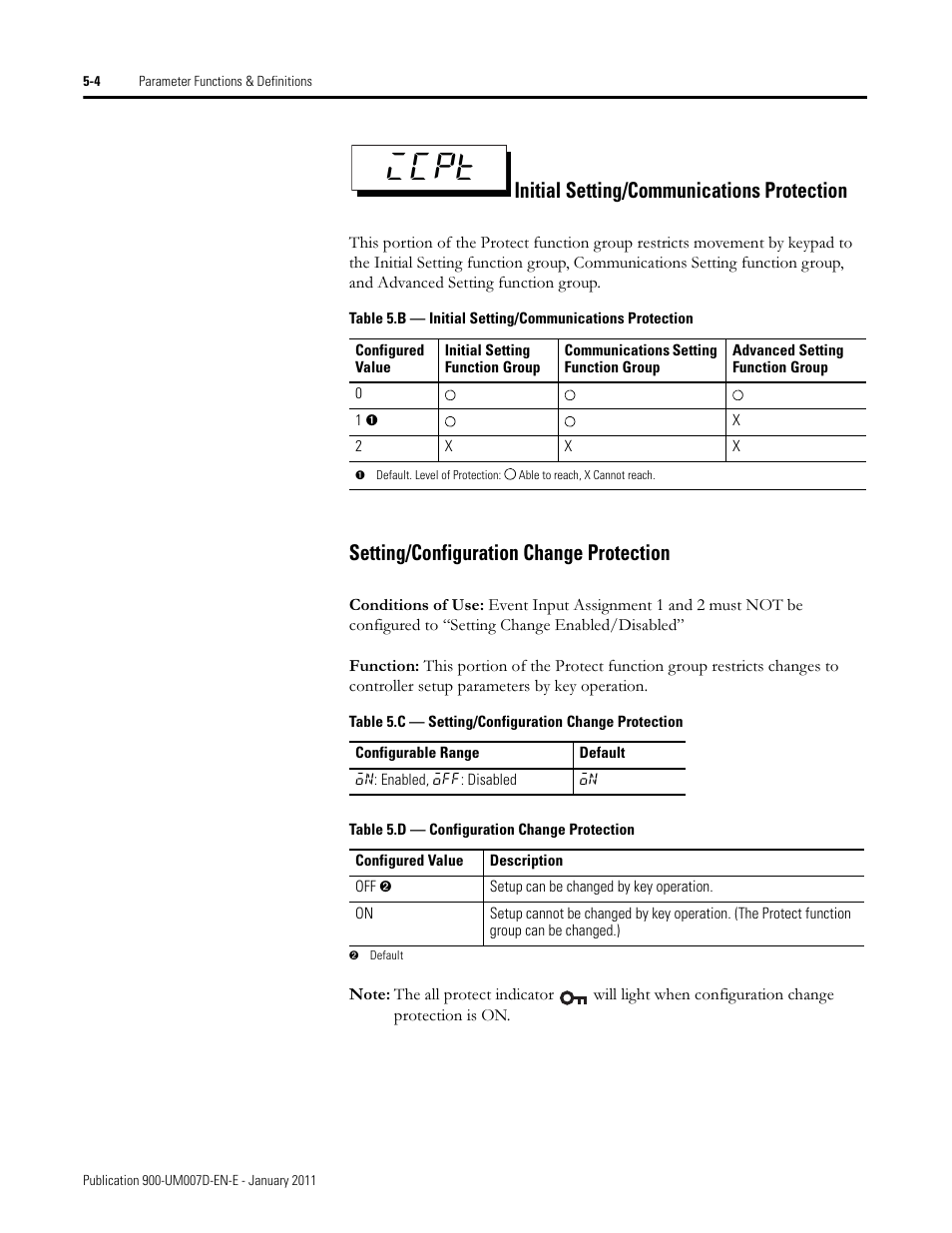 Icpt, Initial setting/communications protection, Setting/configuration change protection | Rockwell Automation 900-TC32 Digital Temperature Controllers, Series B User Manual | Page 232 / 410